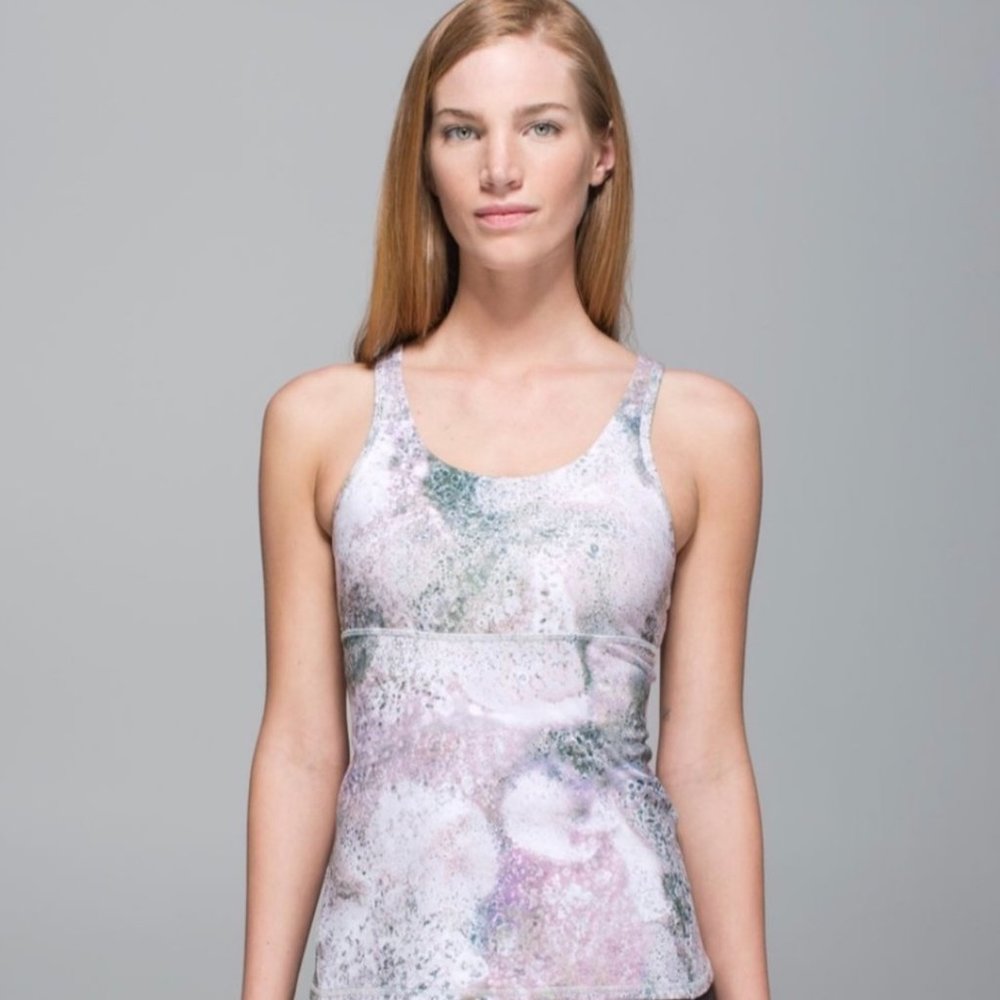 Lululemon Crossback Tank Racer Top Sugar Crush Multi Silver Fox Galaxy Size 4